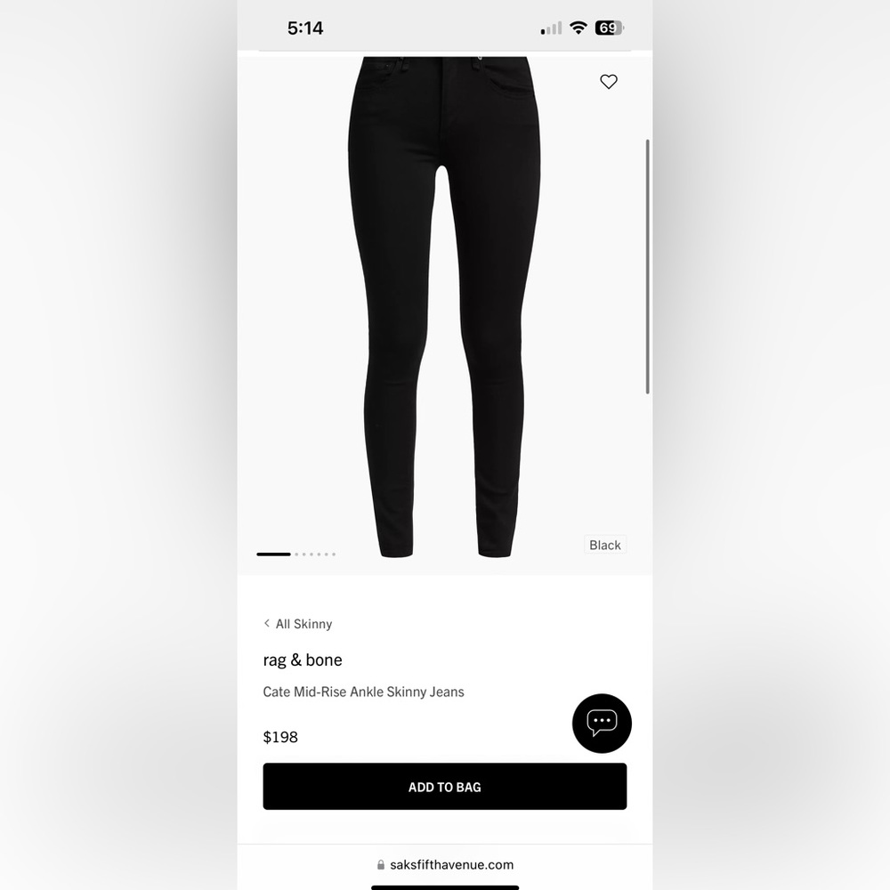 Rag and bone nwt Cate jeans black sz 24